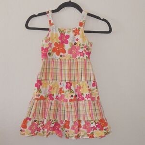 Gymboree Floral Plaid Kids Dress in Pink and Yellow